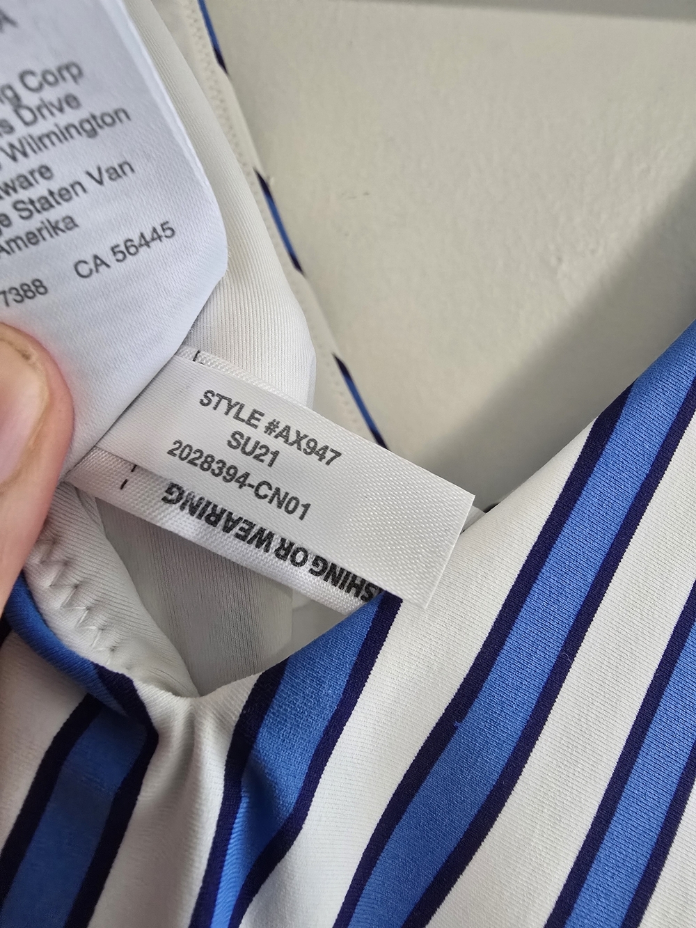 J. Crew tie shoulder one piece in cabana stripe swimsuit blue white retro Pinup - Picture 8 of 8